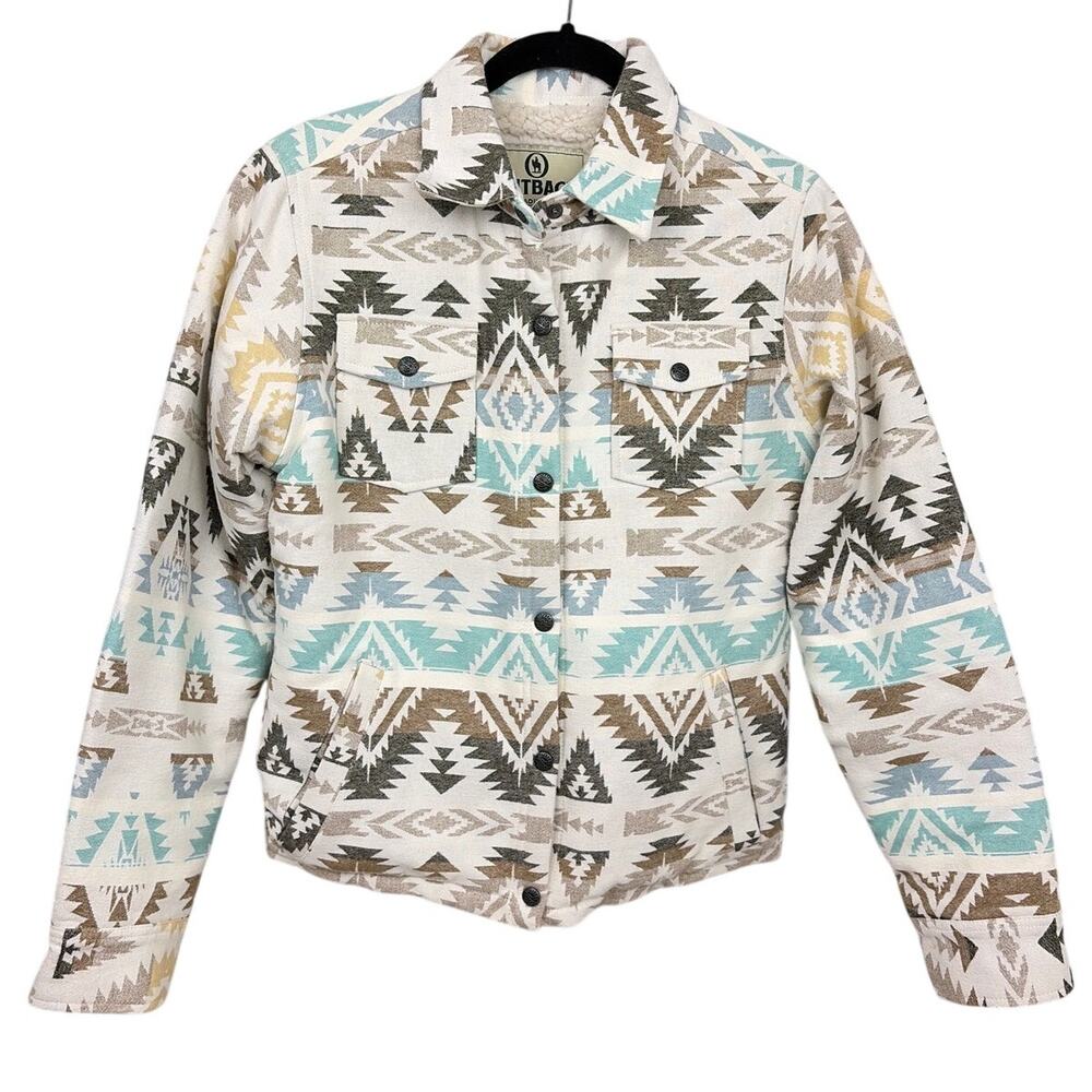 Outback Trading Aztec Southwestern Cowgirl Sherpa Snap Front Shacket Jacket S